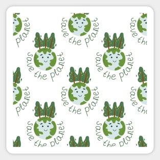 Seamless pattern with kawaii globe and slogan Sticker